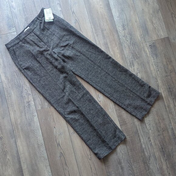 NWT H&M Women's Straight Leg Loose Fit Dress Pants in Black Melange Woven 8 - Picture 6 of 7